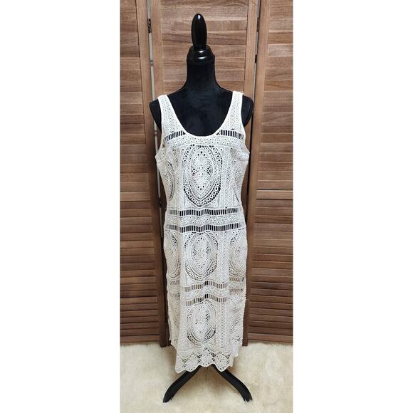 Abercrombie & Fitch Women’s Crochet Midi Tank Slits Swim Cover Up Dress Size M/L - Picture 1 of 7
